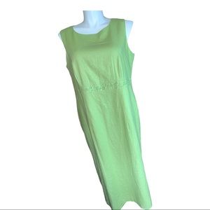 Sag Harbor Woman Vintage Kelly Green Sleeveless Business Casual Dress, Size 18W